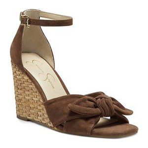 Jessica Simpson Brand New Delirah Bow Wedge Heel Sandals Tobacco Size 8.5M
